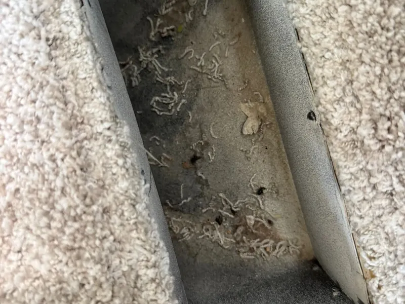 Floor vent opening with dust and debris inside
